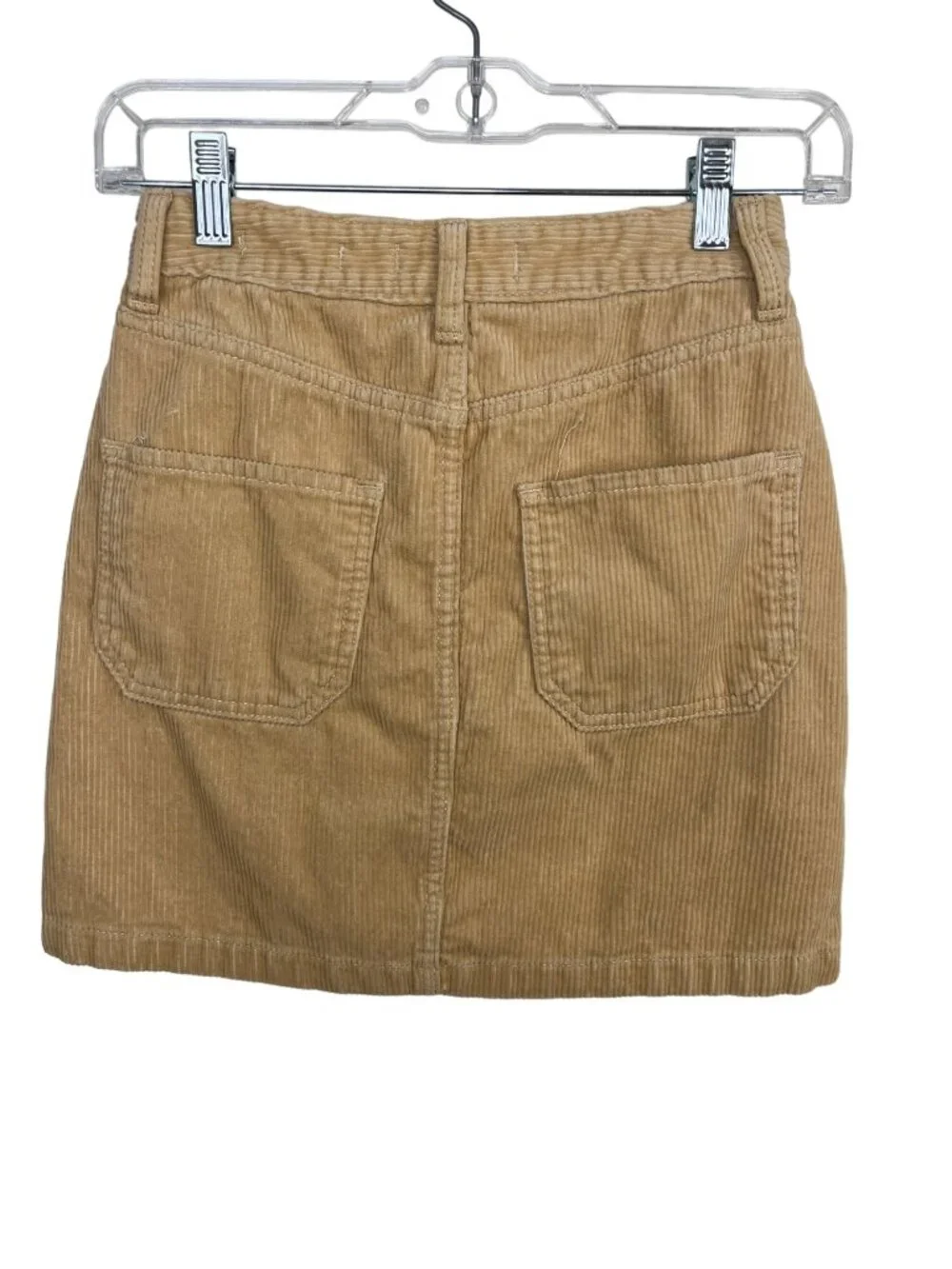 Hollister Corduroy Mini Skirt Womens 0 Tan High Rise Zip Front Pockets